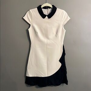 Kate Spade Crepe Ruffle Black and Cream Women's Dress